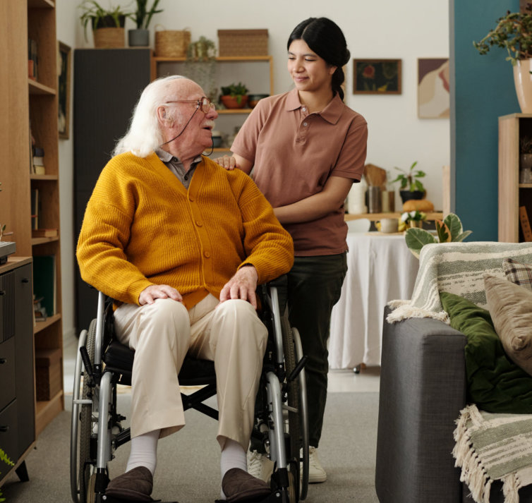 woman taking care of the senior man